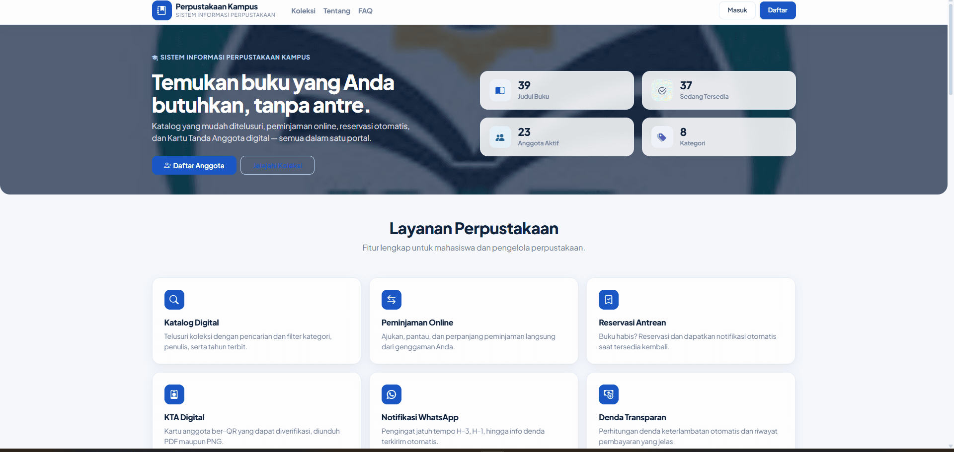 Ilustrasi kartu proyek Sistem Informasi Perpustakaan
